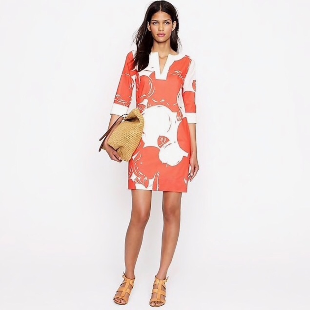 J. Crew | Coral & White Big Apple Tunic Dress
